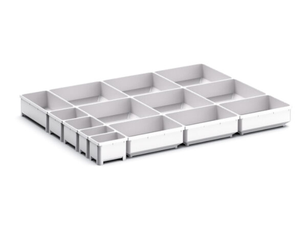 Bott Cubio Drawer Dividers - Cubio Plastic Box Divider Kit 14 Compartment for Cabinet - WxDxH: 650X525X75mm Plastic Ral 7035 _SKU-43020796