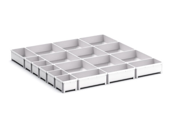 Cubio Plastic Box Divider Kit 18 Compartment for Cabinet - WxDxH: 650X650X75mm Plastic Ral 7035 _SKU-43020798