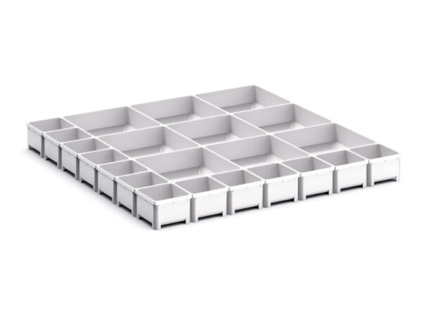 Cubio Plastic Box Divider Kit 22 Compartment for Cabinet - WxDxH: 650X650X75mm Plastic Ral 7035 _SKU-43020799
