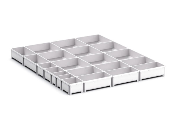 Cubio Plastic Box Divider Kit 22 Compartment for Cabinet - WxDxH: 650X750X75mm Plastic Ral 7035 _SKU-43020800