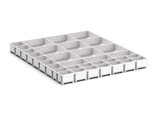 Cubio Plastic Box Divider Kit 33 Compartment for Cabinet - WxDxH: 650X750X75mm Plastic Ral 7035 _SKU-43020801