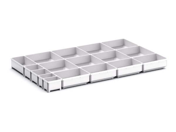 Cubio Plastic Box Divider Kit 17 Compartment for Cabinet - WxDxH: 800X525X75mm Plastic Ral 7035 _SKU-43020802