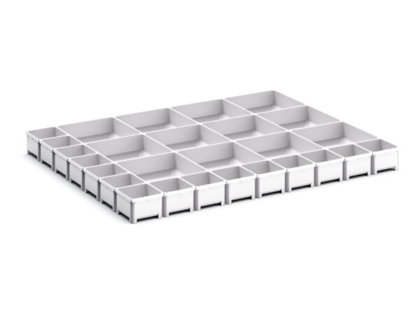 Cubio Plastic Box Divider Kit 27 Compartment for Cabinet - WxDxH: 800X650X75mm Plastic Ral 7035 _SKU-43020805