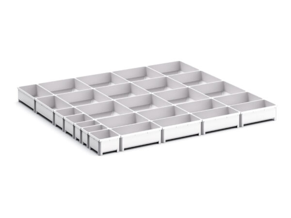 Cubio Plastic Box Divider Kit 27 Compartment for Cabinet - WxDxH: 800X750X75mm Plastic Ral 7035 _SKU-43020806