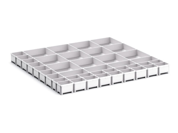 Cubio Plastic Box Divider Kit 41 Compartment for Cabinet - WxDxH: 800X750X75mm Plastic Ral 7035 _SKU-43020807