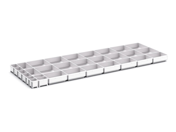 Cubio Plastic Box Divider Kit 31 Compartment for Cabinet - WxDxH: 1300X525X75mm Plastic Ral 7035 _SKU-43020812