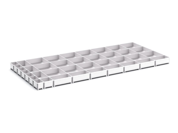 Cubio Plastic Box Divider Kit 39 Compartment for Cabinet - WxDxH: 1300X650X75mm Plastic Ral 7035 _SKU-43020814