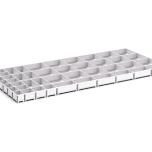 Cubio Plastic Box Divider Kit 46 Compartment for Cabinet - WxDxH: 1300X650X75mm Plastic Ral 7035 _SKU-43020815