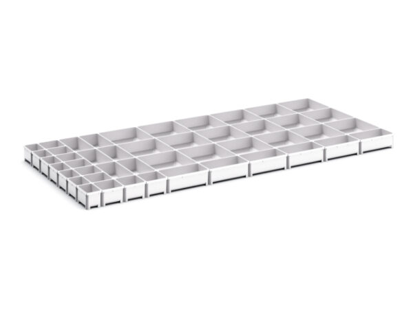 Cubio Plastic Box Divider Kit 46 Compartment for Cabinet - WxDxH: 1300X650X75mm Plastic Ral 7035 _SKU-43020815