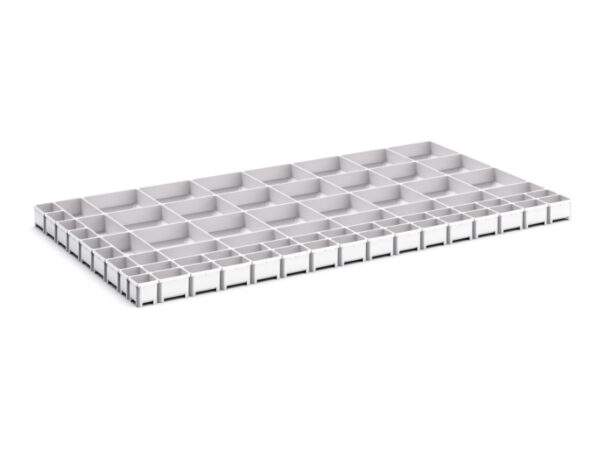 Cubio Plastic Box Divider Kit 71 Compartment for Cabinet - WxDxH: 1300X750X75mm Plastic Ral 7035 _SKU-43020817