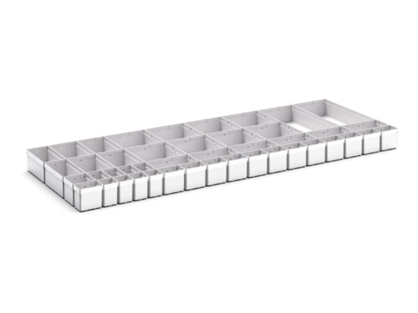 Verso Plastic Box Divider Kit 44 Compartment for Cabinet - WxDxH: 1300X550X100+ mm Plastic Ral 7035 _SKU-43020822
