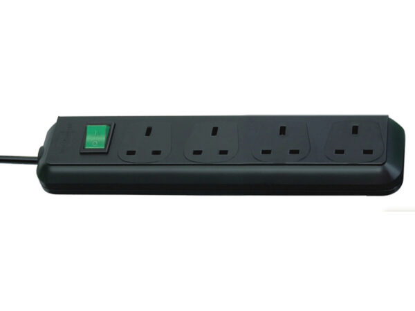 Socket Strip U. K 4 Sockets And Switch. WxDxH: 320X50X45mm Black _SKU-51001128