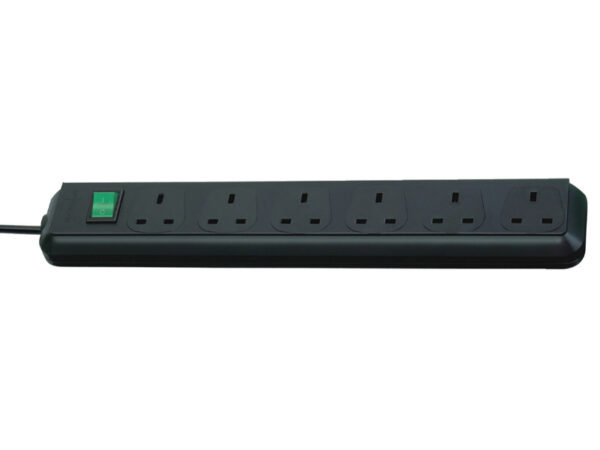 Socket Strip U. K 6 Sockets And Switch. WxDxH: 445X50X45mm Black _SKU-51001129