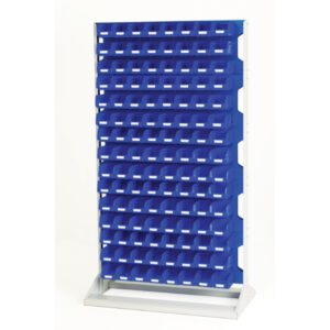 Parts Storage Bin Stand - Louvre Panel Rack Double Sided And Bin Kit with 10 Panels, 240X Blue Bins. WxDxH: 1000X550X1775mm Ral 7035/5010 _SKU-16917230.11V