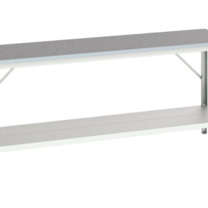 Heavy Duty Work Table with Esd Top - Verso Adj. Height Framework Bench with Full Depth Base Shelf And Esd Top. WxDxH: 2000X600X780-930mm Ral 7035 _SKU-16922011.16