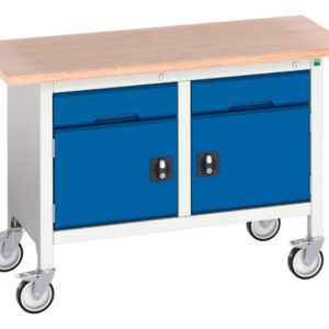 Heavy Duty Mobile Drawer Cabinet - Verso Mobile Storage Bench (Mpx) with 1 Drawer-Cbd / 1 Drawer-Cbd. WxDxH: 1250X600X830mm Ral 7035/5010 _SKU-16923201.11