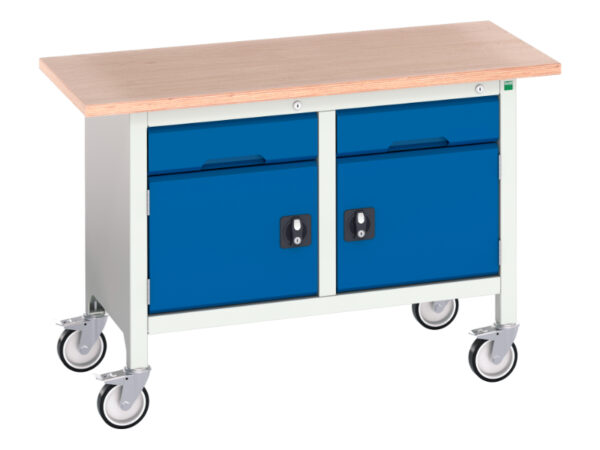 Heavy Duty Mobile Drawer Cabinet - Verso Mobile Storage Bench (Mpx) with 1 Drawer-Cbd / 1 Drawer-Cbd. WxDxH: 1250X600X830mm Ral 7035/5010 _SKU-16923201.11