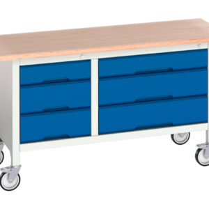 Heavy Duty Mobile Storage Work Station - Verso Mobile Storage Bench (Mpx) with 3 Drawer Cab / 3 Drawer Cab. WxDxH: 1500X600X830mm Ral 7035/5010 _SKU-16923215.11