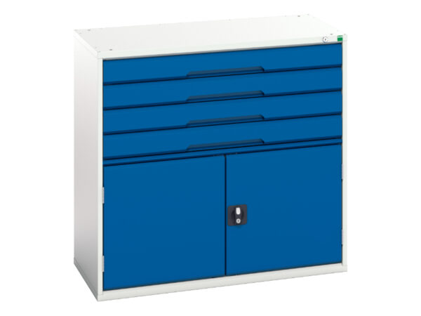Workshop Drawer Cabinets - Verso Drawer-Door Cabinet with 4 Drawers / Cupboard. WxDxH: 1050X550X1000mm Ral 7035/5010 _SKU-16925265.11