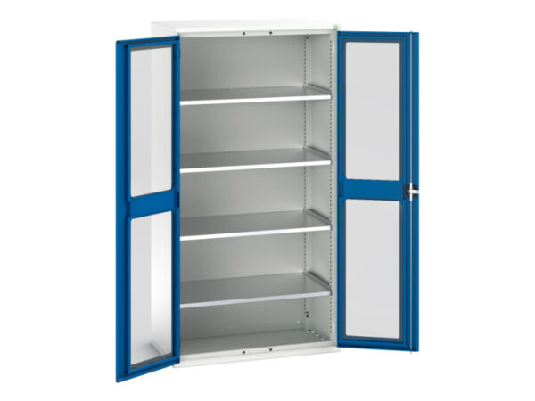 Verso Window Door Cupboard with 4 Shelves. WxDxH: 1050X550X2000mm Ral 7035/5010 _SKU-16926277.11
