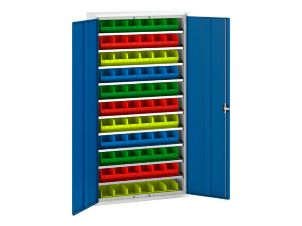 Verso Bin Cupboard with 10 Shelves, 66 Bins. WxDxH: 1050X350X2000mm Ral 7035/5010 _SKU-16926501.11