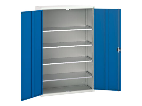 Verso Shelf Cupboard with 4 Shelves. WxDxH: 1300X550X2000mm Ral 7035/5010 _SKU-16926653.11