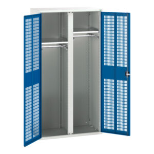 Mesh Door Cupboard - Verso Ventilated Door Kitted Cupboard with 2 Shelves, 2 Rail And Partition. WxDxH: 1050X550X2000mm Ral 7035/5010 _SKU-16926773.11