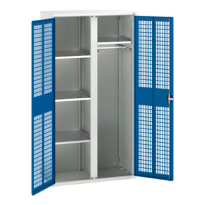 Mesh Door Drawer Cabinet Storage - Verso Ventilated Door Kitted Cupboard with 4 Shelves, 1 Rail And Partition. WxDxH: 1050X550X2000mm Ral 7035/5010 _SKU-16926774.11
