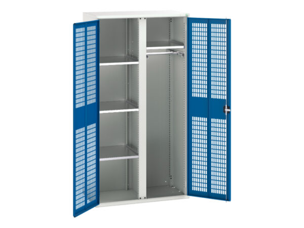 Mesh Door Drawer Cabinet Storage - Verso Ventilated Door Kitted Cupboard with 4 Shelves, 1 Rail And Partition. WxDxH: 1050X550X2000mm Ral 7035/5010 _SKU-16926774.11