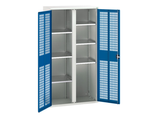 Large Storage Cupboard with Shelves - Verso Ventilated Door Kitted Cupboard with 6 Shelves And Partition. WxDxH: 1050X550X2000mm Ral 7035/5010 _SKU-16926775.11