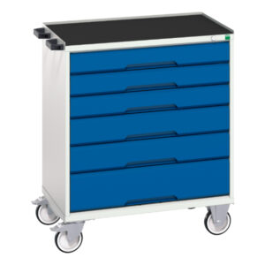 6 Drawer Mobile Drawer Cabinet Storage - Verso Mobile Cabinet with 6 Drawers And Top Tray. WxDxH: 800X550X965mm Ral 7035/5010 _SKU-16927005.11