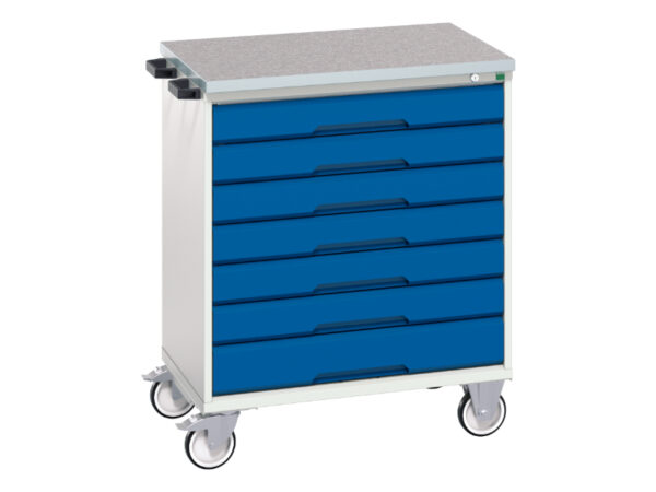 Mobile Tool Box Trolley - Verso Mobile Cabinet with 7 Drawers And Lino Top. WxDxH: 800X600X980mm Ral 7035/5010 _SKU-16927006.11