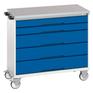 Verso Mobile Cabinet with 5 Drawers - Lino Top. WxDxH: 1050X600X980mm Ral 7035/5010 _SKU-16927050.11