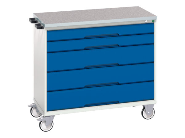 Verso Mobile Cabinet with 5 Drawers - Lino Top. WxDxH: 1050X600X980mm Ral 7035/5010 _SKU-16927050.11