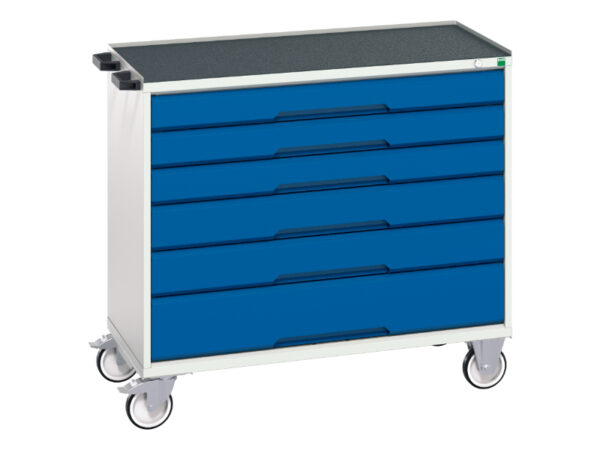 Drawer Cabinet Mobile Base - Verso Mobile Cabinet with 6 Drawers And Top Tray. WxDxH: 1050X550X965mm Ral 7035/5010 _SKU-16927055.11