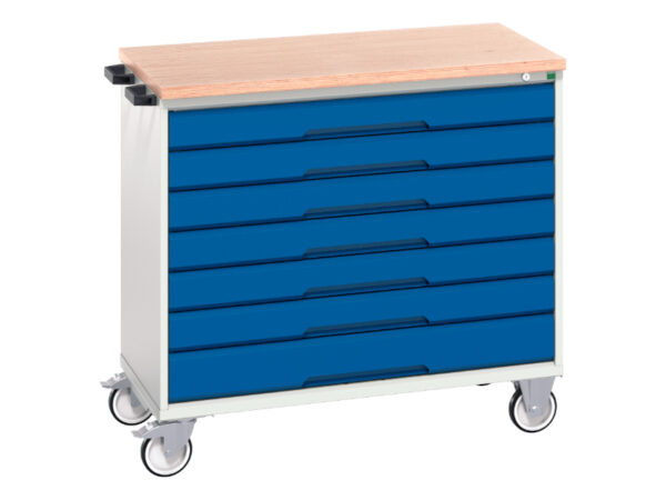 Heavy Duty Mobile Toolbox - Verso Mobile Cabinet with 7 Drawers And Mpx Top. WxDxH: 1050X600X980mm Ral 7035/5010 _SKU-16927057.11