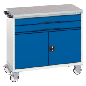 Verso Mobile Cabinet with 2 Drawers - Door And Lino Top. WxDxH: 1050X600X980mm Ral 7035/5010 _SKU-16927059.11