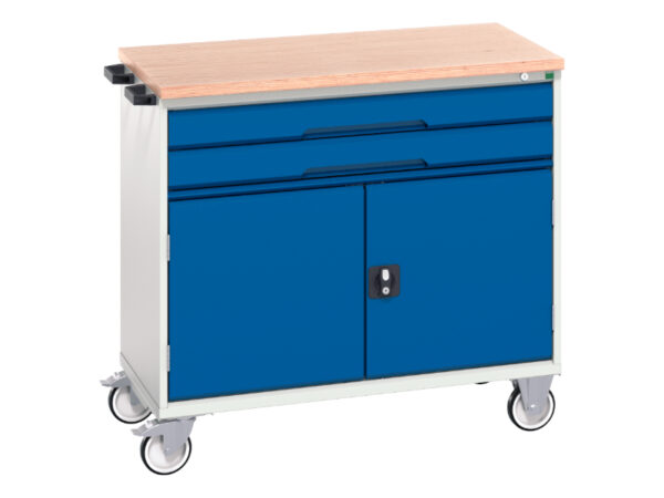Portable Drawer Workshop Cabinet - Verso Mobile Cabinet with 2 Drawers, Door And Mpx Top. WxDxH: 1050X600X980mm Ral 7035/5010 _SKU-16927060.11