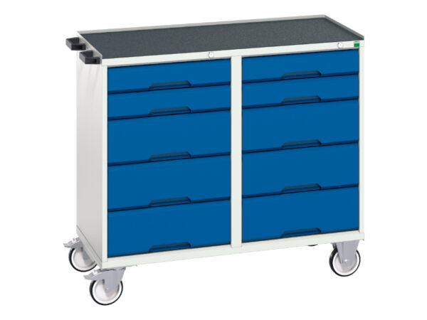 Mobile Utility Cabinet - Verso Maintenance Trolley with 10 Drawers And Top Tray. WxDxH: 1050X550X965mm Ral 7035/5010 _SKU-16927102.11