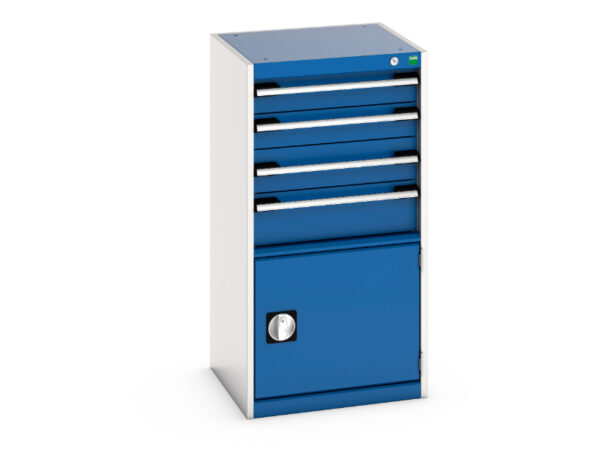 Workshop Drawers Storage - Cubio Drawer-Door Cabinet with 4 Drawers / Door. WxDxH: 525X525X1000mm Ral 7035/5010 _SKU-40010043.11V