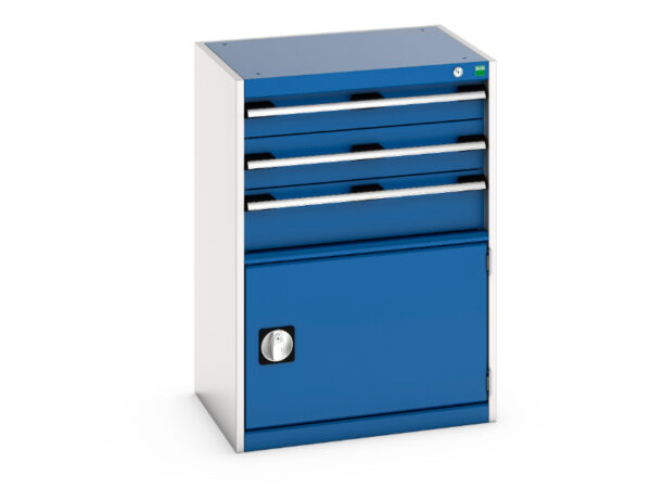 Workshop Tool Drawers - Cubio Drawer-Door Cabinet with 3 Drawers / Door. WxDxH: 650X525X900mm Ral 7035/5010 _SKU-40011048.11V