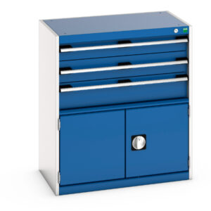 Bott Cabinet with Drawers - Cubio Drawer-Door Cabinet with 3 Drawers / Door. WxDxH: 800X525X900mm Ral 7035/5010 _SKU-40012023.11V