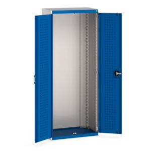 800mm Wide Metal Cupboard - with Perfo Doors. WxDxH: 800X525X2000mm Ral 7035/5010 _SKU-40012059.11V