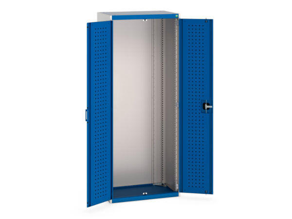 800mm Wide Metal Cupboard - with Perfo Doors. WxDxH: 800X525X2000mm Ral 7035/5010 _SKU-40012059.11V