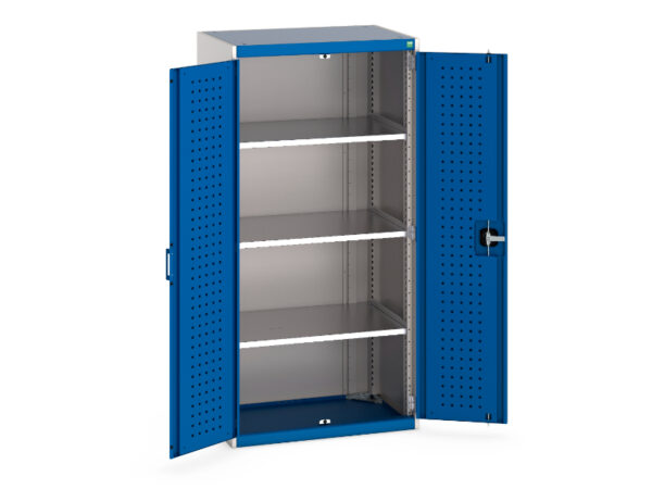Cubio Cupboard with Perfo Doors And 3 Shelves. WxDxH: 800X525X1600mm Ral 7035/5010 _SKU-40012081.11V