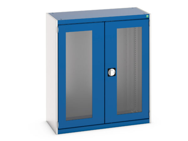 Steel Stationery Cupboard - with Window Doors. WxDxH: 1050X525X1200mm Ral 7035/5010 _SKU-40013021.11V