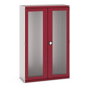 Cubio Cupboard with Window Doors. WxDxH: 1050X525X2000mm Ral 7035/3004 _SKU-40013023.24V