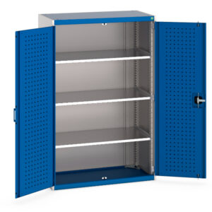 Cubio Cupboard with Perfo Doors And 3 Shelves. WxDxH: 1050X525X1600mm Ral 7035/5010 _SKU-40013050.11V