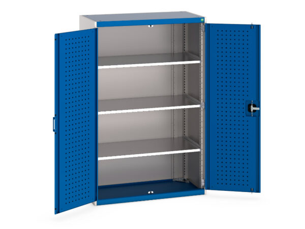 Cubio Cupboard with Perfo Doors And 3 Shelves. WxDxH: 1050X525X1600mm Ral 7035/5010 _SKU-40013050.11V