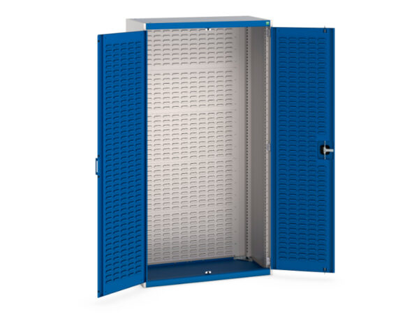 Workshop Tool Cupboards - Cubio Cupboard with Louvre Doors, Full Louvre Backpanel. WxDxH: 1050X525X2000mm Ral 7035/5010 _SKU-40013060.11V